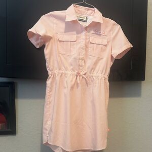 Magellan Whataburger Outdoors Girls Orange Striped Shirt Dress Size L